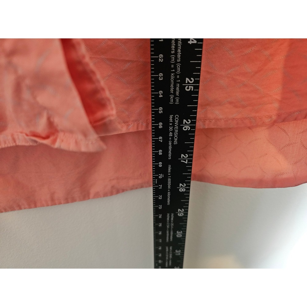 SummerCoastal Kenneth Cole Button Down Shirt Men L Salmon Geometric Short Sleeve - Picture 6 of 6